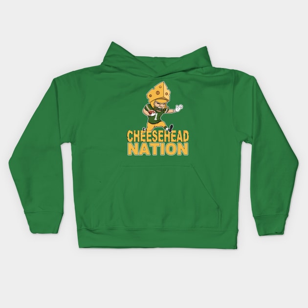 Cheesehead Nation Green Bay Packers Kids Hoodie by GAMAS Threads